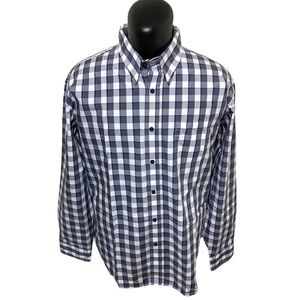 HAGGAR Minimalist Black White Check Casual Button Down Shirt Relax Fit  Size 2XL